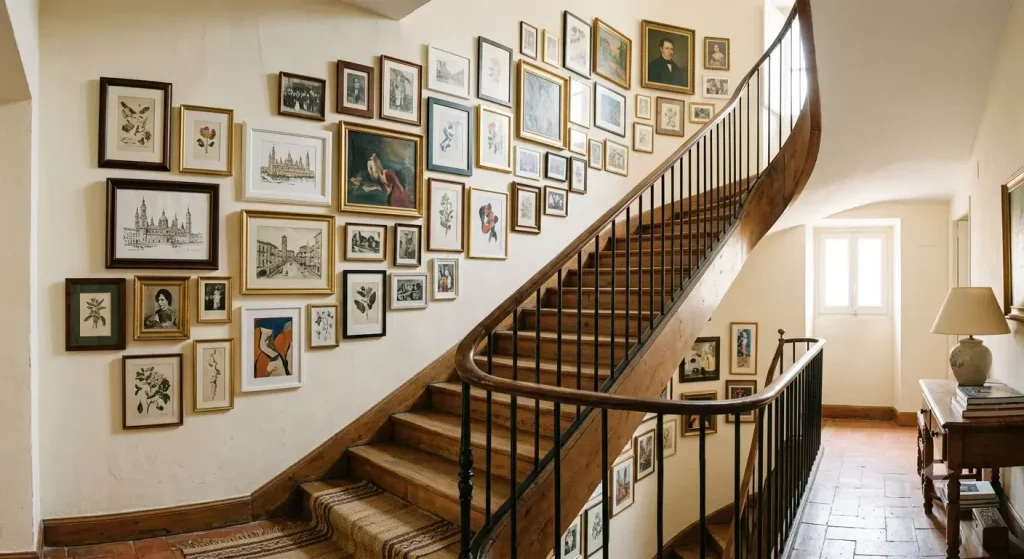 decorar pared subida escalera con hispania proyectos