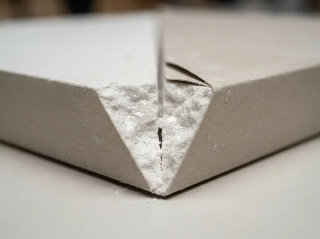 detalle de pladur con corte y quiebre